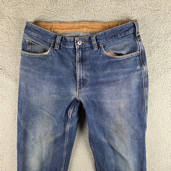 Duluth Trading Jeans Mens 36x32 (34x31) Blue Denim Workwear Distressed - Picture 2 of 14